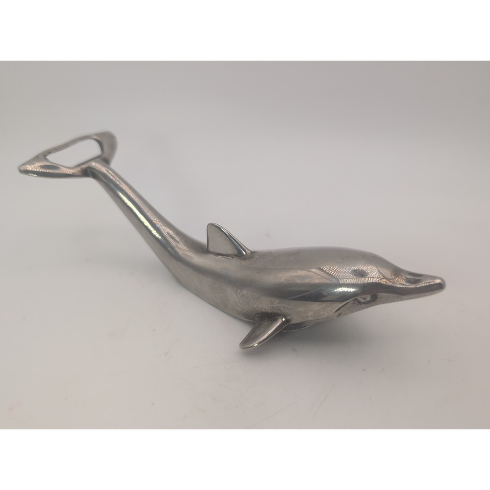 Vintage Metal dolphin bottle opener Silver Plated Zinc By Zeller Cottagecore